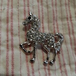Sparkling Rhinestone Horse Brooch. Adorable. 1 Pc Only.